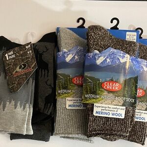 Men's Gray Brown Socks Bundle for Stocking Stuffers! Merino Wool & Mossy Oak.